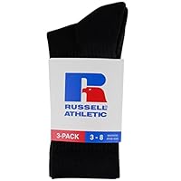 Russell Athletic Classic Sock Pack of 3 Pieces, Black, Size 3-8
