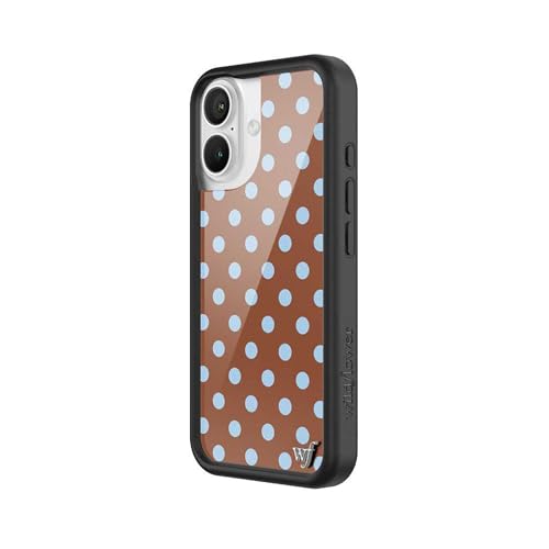 Image of Wildflower Cases - Compatible with iPhone 16 | Protective Black Bumper, 6.5ft Drop Test Certified, Women Owned Small Business | Spots Aesthetic Trendy Cute | Polka Dot - Brown & Blue