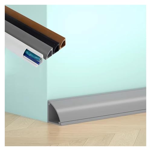 Canaleta para cables de PVC, 2 unidades, 3,3 pies, resistente al desgaste, cubierta para cables en piso y pared, pintable, gris, 14x14 mm miniatura 1