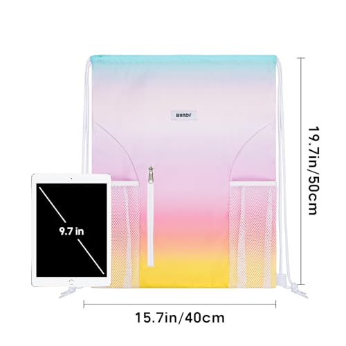 Image of WANDF Drawstring Backpack, Gym Sackpack for Sports | Mesh Pockes, Water-Resistant, Shopping, Yoga, Travel, Beach, Daily Carry