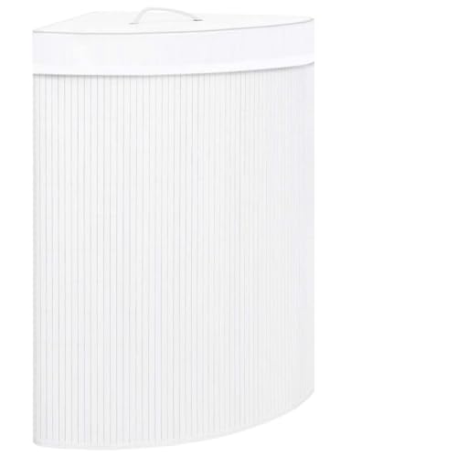 Lumanois Panier à Linge d'angle Bambou Blanc 60 L Produits ménagers Blanc,320763