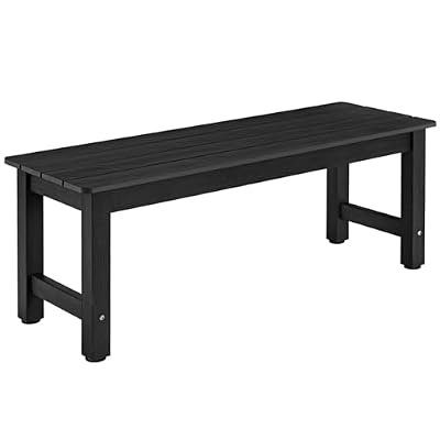Outdoor Benches Weatherproof, 2-Person Poly Lumber Garden Bench, Black