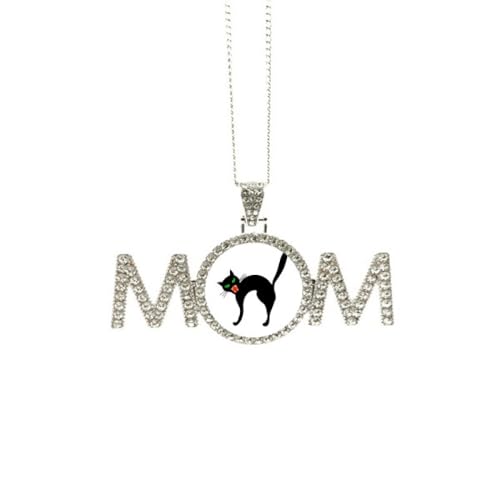 Collier chat noir d'Halloween en argent pour femme