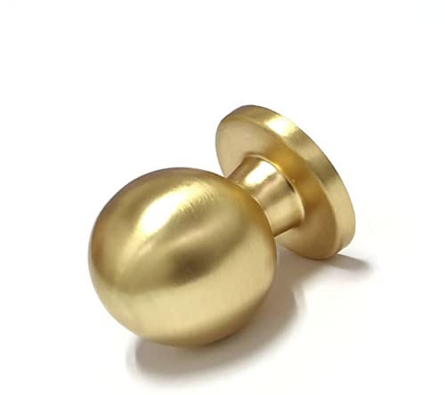 KHTUMEWARE-88222BB18 Round Knob, Brushed Brass, 1 in (25 mm) in Brushed Brass — KHTUMEWARE