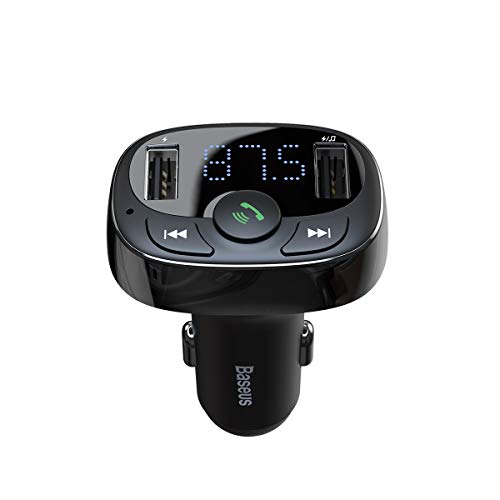 Baseus FM Transmitter T typed Bluetooth 2xUSB microSD (Negro)