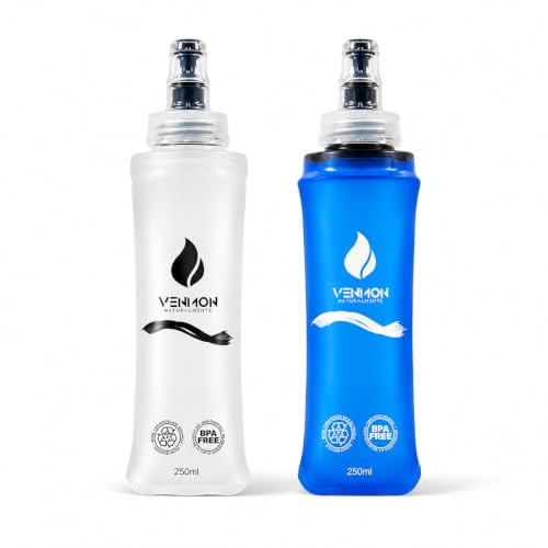 Soft Flask 250ml Pack de 2 | Botella Plegable de Agua para Running, Trail Running, Ciclismo y Senderismo | Bolsa de Hidratación Deportiva de TPU Libre de BPA, Válvula Antigoteo (2, 250 ml)