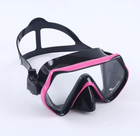 シュノーケリングマスクセット呼吸チューブ曇り止め、紫外線耐性強化ガラス 耐衝撃性 非常に費用対効果が高く 取り付けが簡単 高透過率 高密着性ダイビングマスク 水泳用ゴーグル 広角樹脂レンズ 男女兼用 (ピンク,潜水鏡)