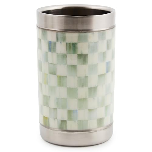 MACKENZIE-CHILDS 3260 Wine Cooler, Champagne and Wine Ice Bucket, Wine Bar Accessories, 1 Gallon, Gray-and-White Sterling Check