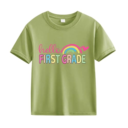 Back to School Outfits for Girls First Day of School Shirts Kids First Grade Short Sleeve Tops Casual Cute Crewneck Tshirt2