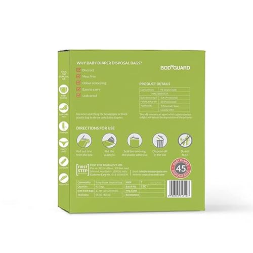 Bodyguard Baby Diaper Disposable - Leak-Proof Bags for Discreet Disposal of Diapers and Intimate Sanitary Products, 45 Piece Per Pack thumbnail 10