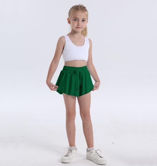 Girls Athletic Flowy Shorts with Liner 2-in-1 Kids Butterfly Pockets Short for Running Sports Fitness Tennis Girls 5-12 Years - Image 3