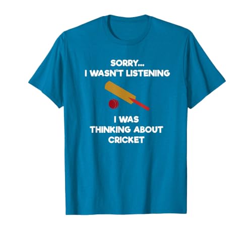 Cricket Game T-Shirt - Funny Listening - Bat T-Shirt, Men, Sapphire Blue, Small