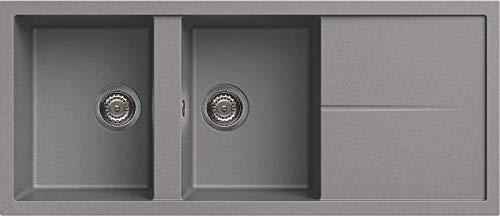 Elleci Lavello Incasso Unico 500 2 Vasche Con Gocciolatoio 116X50 Granitek (48 Cemento)