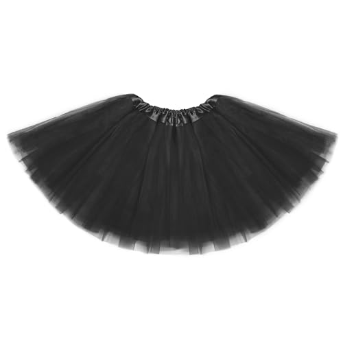 Fhykiss Tutu for Girls 3 Layers Toddler Tutus Kids Tutu for Baby Girl Ballet Tulle Skirt Dress Dance Halloween Costume Black 3