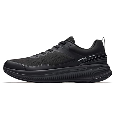 ANTA Men's Ebuffer 9.0 Walking Shoes Sneakers with Cushioned Comfortable & Breathable, High-Rebound Midsole for Commuting, Jogging, Urban Walking, Workout, Black, 11