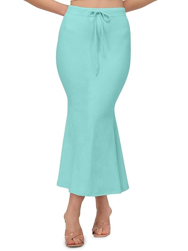 Veeva Beauty & Fashion Saree Shapewear Women Fishcut Fit Petticoat Sari Silhouette Shape Wear Dress (Auqa Light)