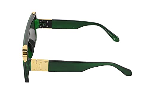 Oversized Big Thick Flat Top SHIELD Square Luxury Designer Sunglasses with Dark Gold Metal3