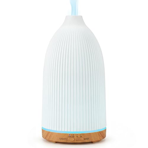 AESHORY Difusor de Aceite Esencial 100ML, Difusor de Aromas Silencioso, Humidificador Ultrasónico con 7 Luces LED e 4 Temporizadores para Hogar, Yoga