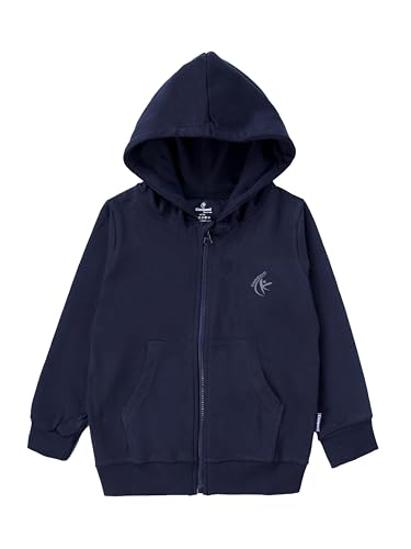 Image of Unisex Kids Solid Full Sleeve Zip Front Open Hooded Sweatshirt