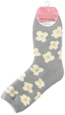 婦人 裏起毛パイルソックス／花柄／グレー【季節商品】（色:グレー6（色比率6個あたり））ゴートレイド JAN:45240392401