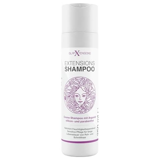 Extensions Shampoo - ohne Silikone | hoher Anteil Arganöl - Für Rohhaar, Echthaar, Extensions Pflege Haarverlängerungen Perücken und Haarteile, 1 x 250ml