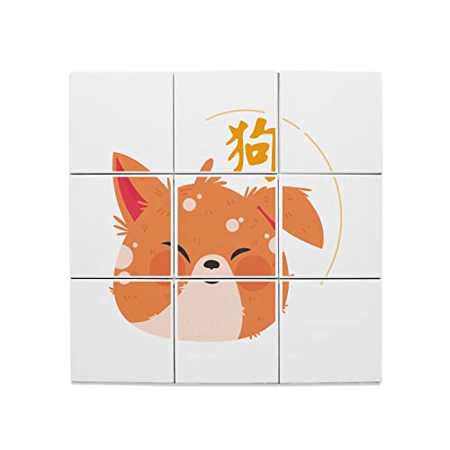 Carreaux céramique zodiaque chinois 15,2 cm - Décoration murale faïence chien astro