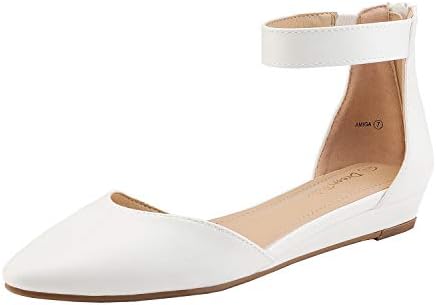 DREAM PAIRS Dames lage wig ronde neus enkelband jurk comfortabele casual platte schoenen, Naakt/Nubuck, 38 EU