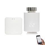 KETOTEK Smart Heizkörperthermostat Starterset mit Hub, Programmierbar Heizkörper Thermostat Heizung Digital WLAN Zigbee, Elektrische Heizungsthermostat Alexa/Google Home, Smart Life/Tuya App Steuerbar