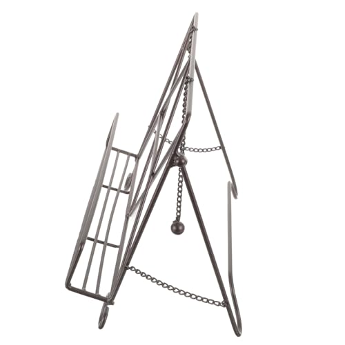 OSALADI Decorative Iron Book Rack Stylish Magazine Holder and Document Organizer for Home Office Multi-Functional Storage for Papers Books and Brochures Geometric Design