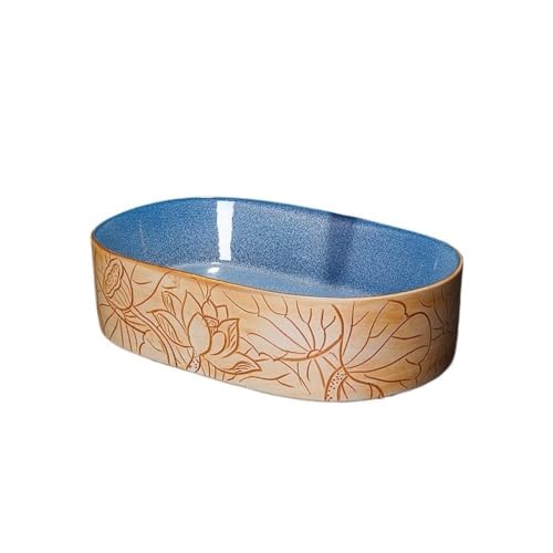 Lavabo de baño de cerámica hecho a mano con textura de loto, estilo retro, lavabo individual para guardarropa, diseño artesanal, elegante decoración del hogar