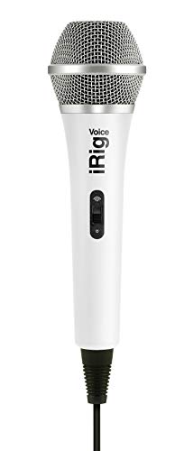 IK Multimedia iRig Voice Karaoke Microphone, Portable & Durable thermoplastic, 3.5mm Jack and on/Off Switch and Headphone Output, for iPhone, iPad, iPod Touch, Android Devices (White)
