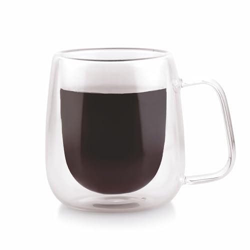 ATTRO Glassox Duo Coffee Mug Double Wall – 250ml, Heat Resistant Borosilicate Glass, Ideal for Hot & Cold Beverages, Tea, Latte, Espresso