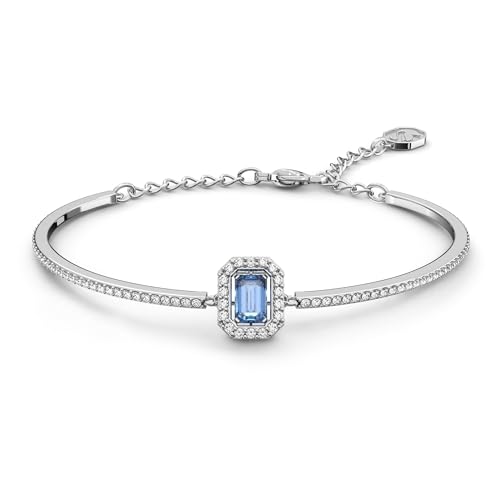 Swarovski Una Bangle, Octagon Cut Stone, Blue, Rhodium Finish