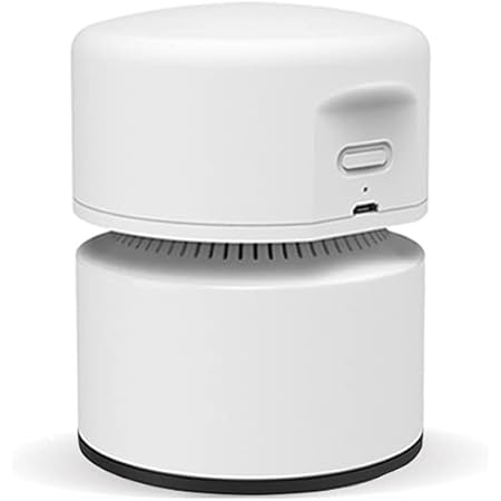 ODISTAR Desktop Vacuum Cleaner,Mini Table dust Sweeper Energy Saving with auto Power-Off Function,High Endurance up to 400 mins,Cordless&360º Rotatable Design for Keyboard/Home/Office (White)