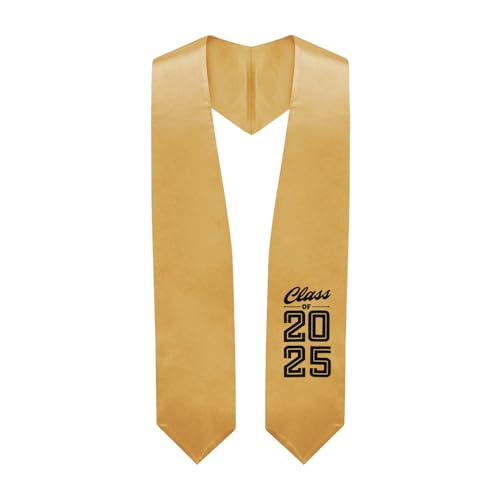 Endea Graduation Stole Class of 2025 With Classic Tips - Unisex Adult - 62" Long - Graduation Sash (Antique Gold)