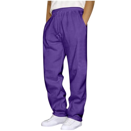 Mens Jogger Sports Pants Solid Color Straight Casual Drawstring Sweatpants with Pocket Fall Fashion Casual Trousers