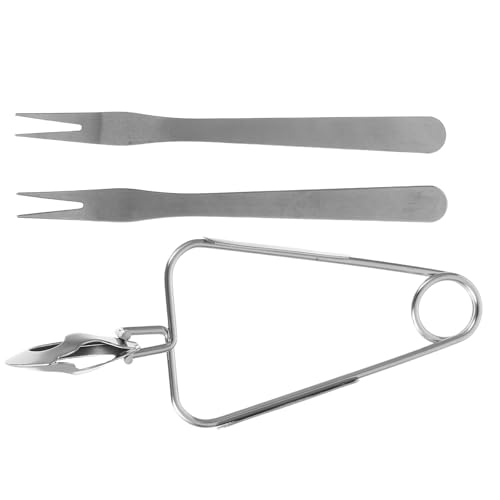 Veemoon Pince à Escargots en INOX Ressort, Lot de 1 Set de Pince et 2 Fourchettes Multifonctions, Accessoires la Cuisine pour Fruits de Mer, Dîner Escargot,...