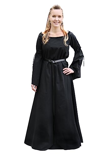 Battle-Merchant Mittelalterkleid Burglinde mit Trompetenärmeln lang aus Baumwolle S-XXL in div. Farben - Wikingerkleid Mittelalter Wikinger LARP...
