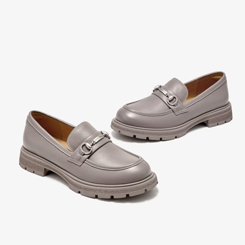 Image of BEAU TODAY Womens Platform Loafers, Leather Penny Loafer Shoes