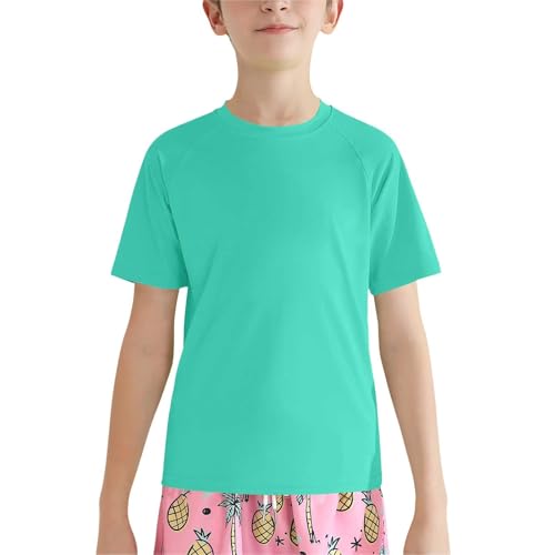 Boys Girls Rash Guard T Shirts Short Sleeve 𝗨𝗩 Kids Summer Quick-Dry Tee Crewneck Beach Top Swimming Surfing