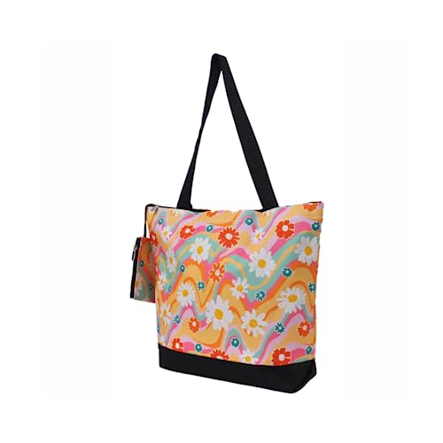 Image of NGIL Medium Top Zipper Closure Canvas Tote Bag with Attached Matching Coin Purse For Moms and Nurses