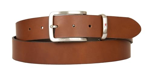 Tommy Hilfiger Men's leather belt that can be shortened article AM0AM01304 METAL KEEPER BELT 3.5 ADJ height cm. 3.5, 204 Dark tan, 115