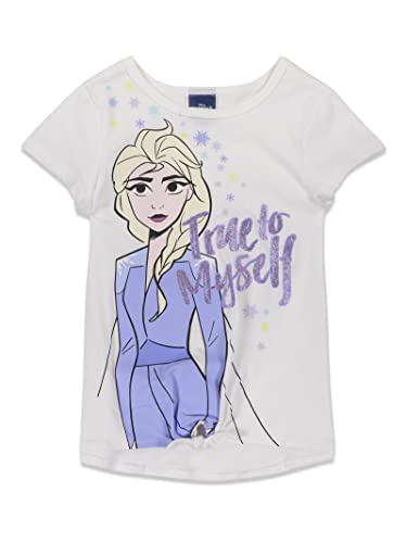 Disney Frozen Elsa Princess Anna Little Girls T-Shirts Dolphin Active Leggings And Shorts 4 Piece Outfit Set White 6 #TOP2