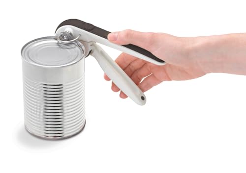 Chef'n EZ Squeeze® Can Opener, One-Handed Manual Can Opener with Smooth Edge Cutting and Ergonomic Grip, Black/White - Image 4