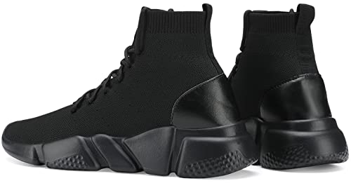 Santiro All Black High Top Slip On Sneakers for Men Walking Tennis Shoes Lightweight Work Casual Gym Athletic Shoes 12 US by Santiro - Used condition - Image 5