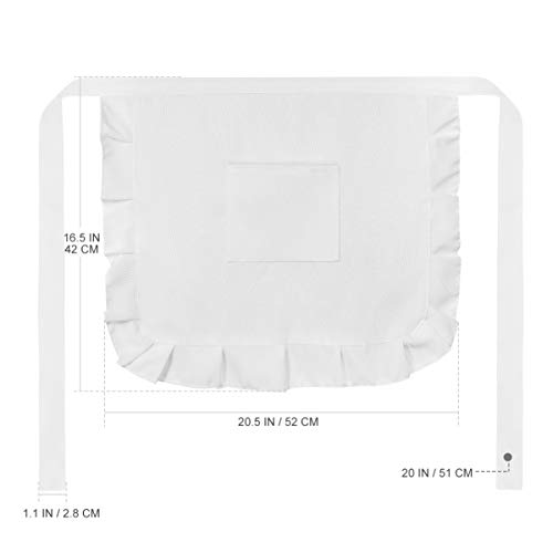 YARNOW White Apron for Women Lace Half Waist Apron with Pocket, Frilly Maid for Kitchen Cooking Baking Restaurant Coffee Shop - Image 2