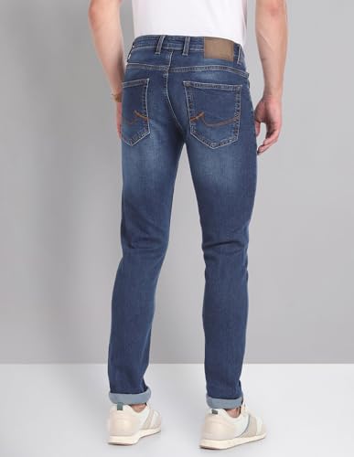 Image of Arvind AD Mid Rise Blue Skinny Fit Jeans