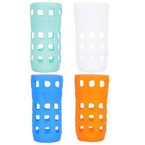 DOITOOL Water Bottle Silicone Sleeve - 4 Pack Glass Water Bottle Silicone Protective Holders, Slip Resistant Glass Cup Protective Covers for Drinking Cups, 2.55 x 2.55 x 5.9inch