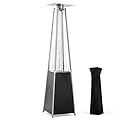 Pamapic Pool Heater Patio Heater, Pyramid 48,000 BTU Portable Heater with Patio Cover, Propane Outdoor Heaters for Patio, Backyard, Balcony with Wheels(Dark Gray)