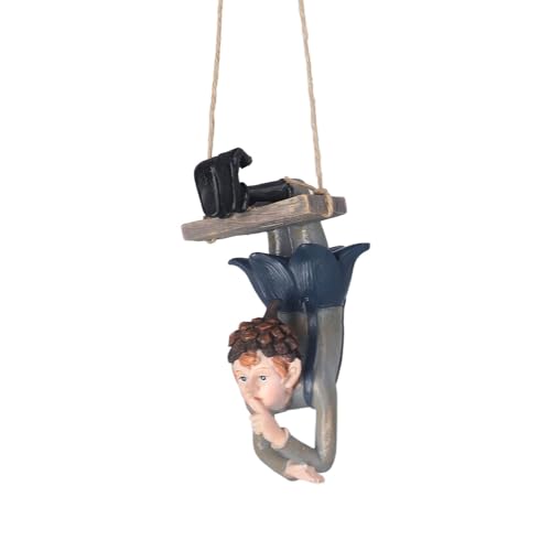 Estatua De Jardín De Elfo Colgante, Figuras De Animales De Jardín De Columpio De Resina Estatua De Jardín De Elfo Invertido Al Revés Figura De Hada Del Bosque De Columpio Lindo